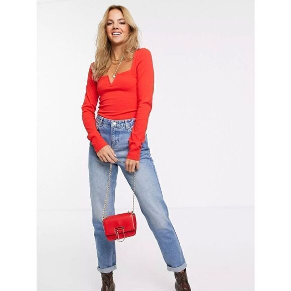 Free People Intimately Free Zoe V-Wire Bodysuit Red Small - Picture 12 of 12